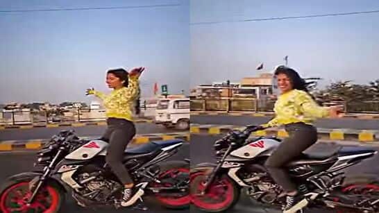 Viral video: Girl dances to trending Bhojpuri song &#039;Patli Kamariya&#039; while riding bike, netizens upset- WATCH