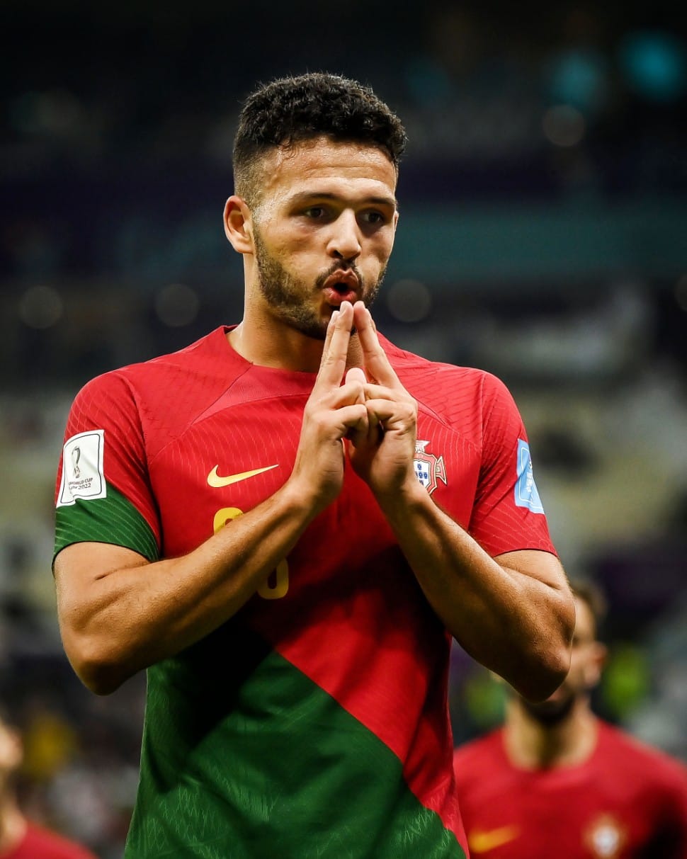 Goncalo Ramos has suddenly thrust himself into focus after his hat trick against Switzerland in the round of 16 when replacing Ronaldo in the line up. (Source: Twitter)