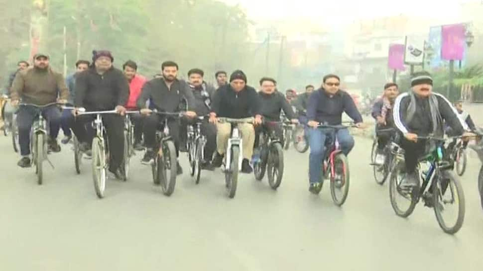 Health Minister Mansukh Mandaviya rides a cycle in Varanasi, here&#039;s why