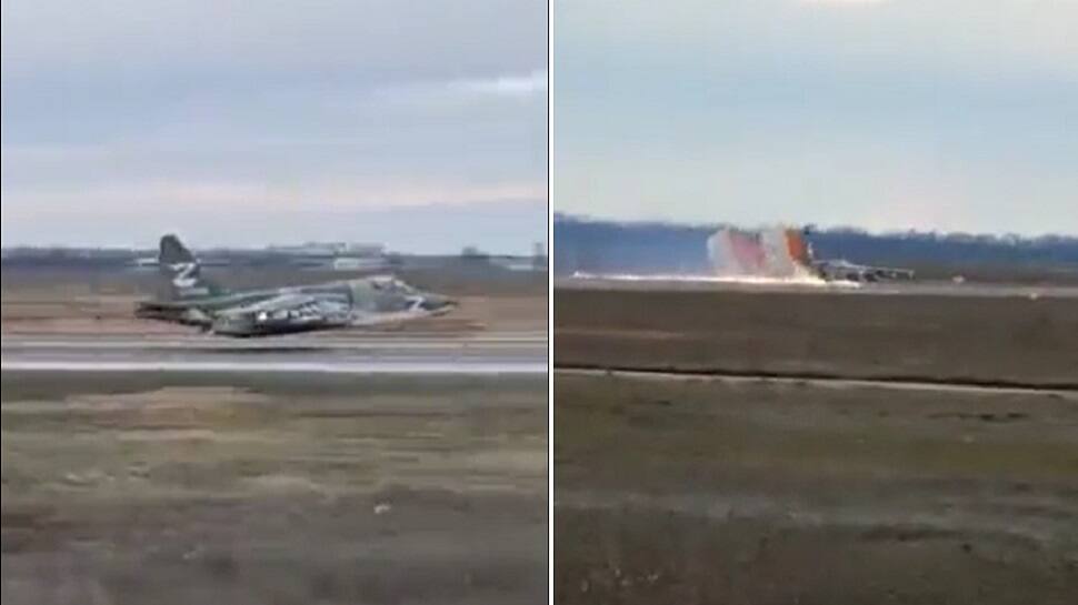 Russia-Ukraine conflict: Su-25 fighter jet suffers damage, pilot skillfully lands plane without landing gear - WATCH