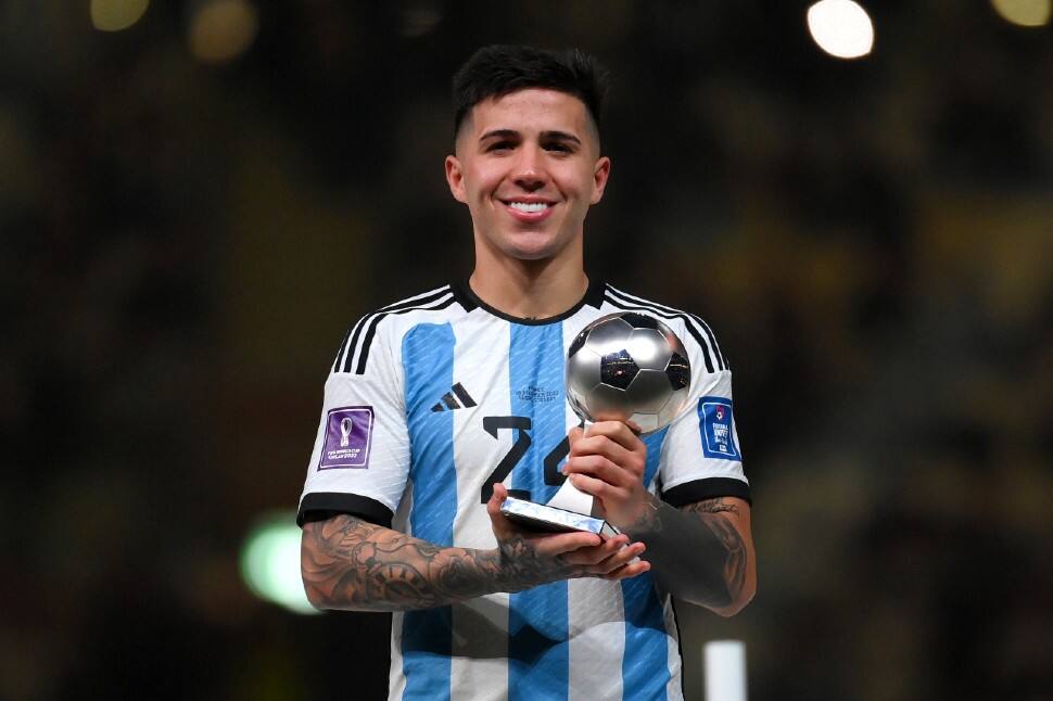 Enzo Fernandez, 21-year-old midfielder has won the Best Young Player of the Tournament award at World Cup 2022. The Benfica starlet played in all seven of Argentina's games in Qatar. (Source: Twitter)