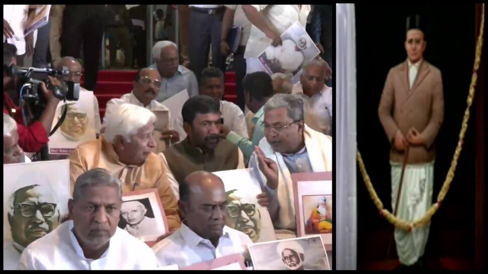 Savarkar&#039;s portrait unveiled in Karnataka Assembly amid opposition protest
