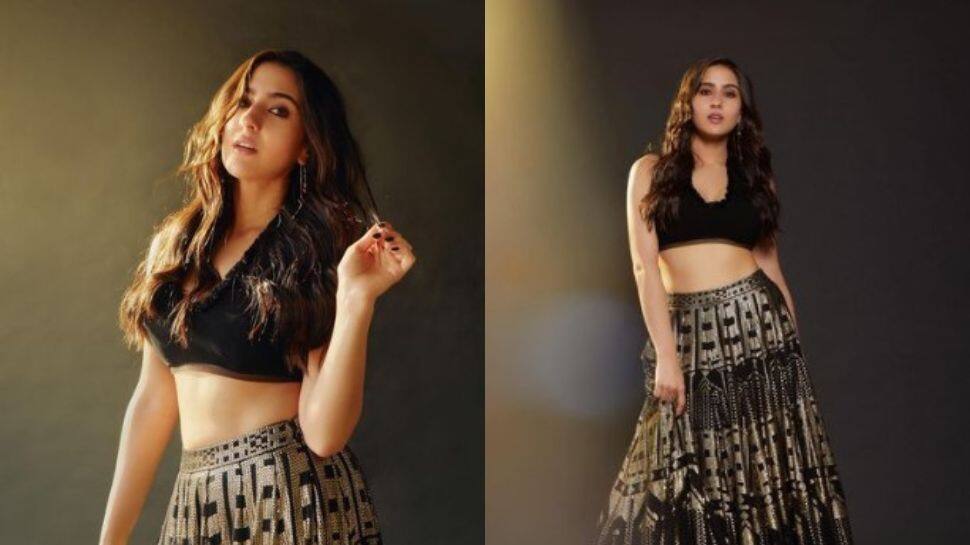 Black and golden lehenga