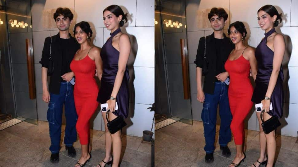 Suhana, Khushi and Yuvraj posed for the paps