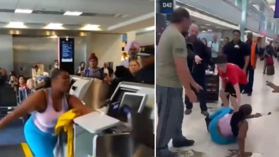 Woman loses temper at airport, throws computer at airlines staff: WATCH ...