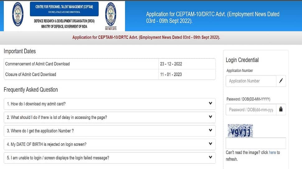 DRDO CEPTAM 10 Admit Card 2022 OUT for Tech A post on drdo.gov.in, direct link to download here - Vimarsana News