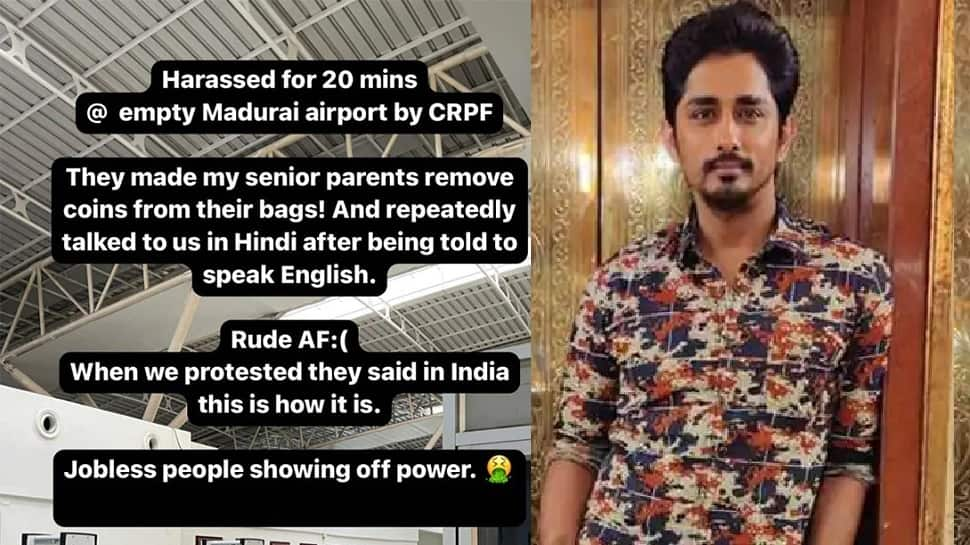 Actor Siddharth blames Madurai Airport security for &#039;Talking in Hindi&#039;, harassing parents