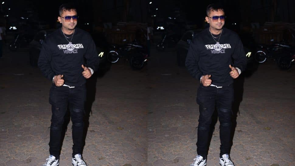 Yo Yo Honey Singh arrives at an event to promote his new song Gatividhi