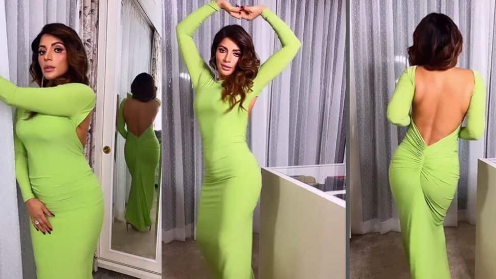 Shama Sikander&#039;s seductive moves on Tip Tip Barsa in a backless neon gown go viral - Watch