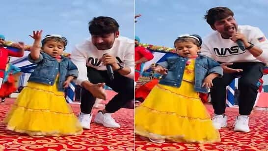 Viral Video: Little girl dances to Haryanvi song &#039;Kamar Teri Left Right Hale&#039; with singer Ajay Hooda, netizens can&#039;t keep calm- WATCH