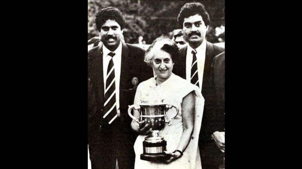 Kapil Dev hand Indira Gandhi WC 1983 trophy
