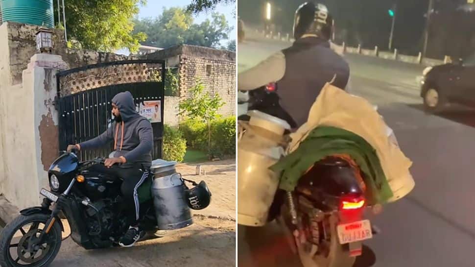 Man delivering milk on Rs 5 lakh Harley Davidson with &#039;Gujjar&#039; number plate goes viral: WATCH