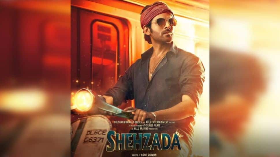 Shehzada first look poster: Kartik Aaryan dons a gamcha, rides scooter in swag- SEE PIC 