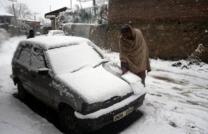 A layer of snow has enveloped Kashmir 