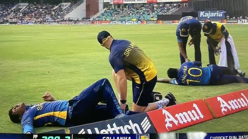 Watch: Sri Lanka&#039;s Jeffrey Vandersay and Ashen Bandara get into NASTY collision, stretched off field