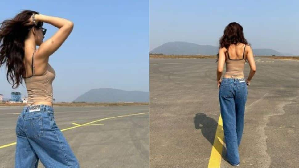 Disha Patani Flaunts Her Toned Back In Body Hugging Spaghetti Top