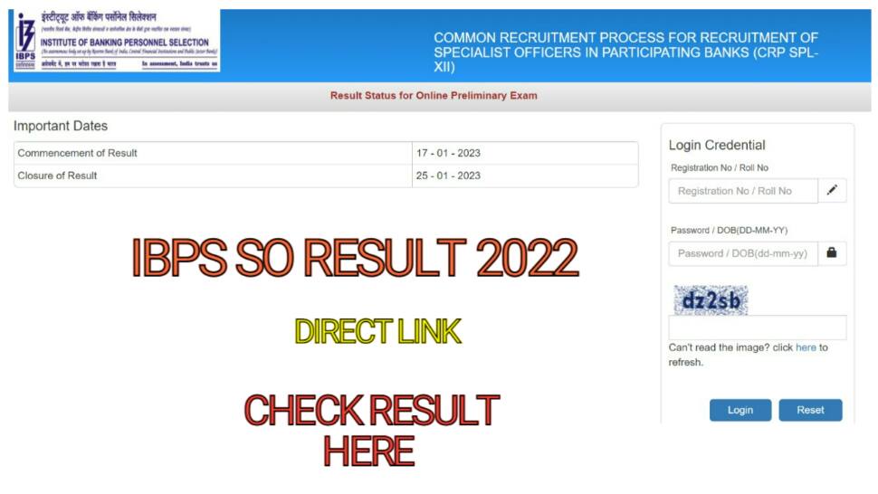 IBPS SO Prelims Result 2022 OUT at ibps.in, get DIRECT LINK to check scorecards here
