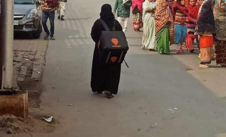 Here&#039;s full story of viral burqa-clad woman walking on the streets of Lucknow, carrying the Swiggy bag