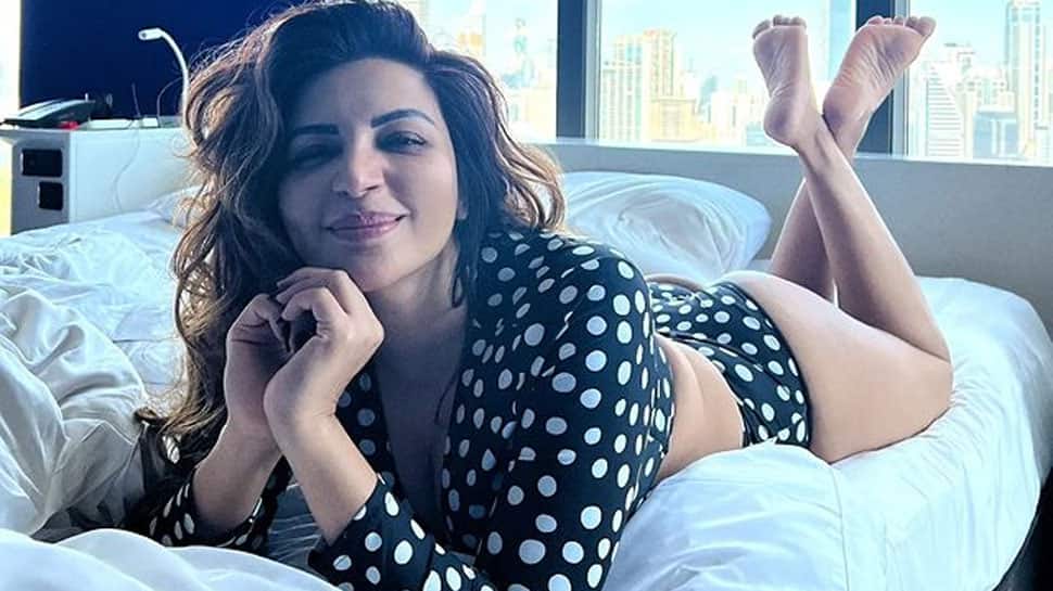 Shama Sikander wears a polka-dotted bikini set while &#039;lazying around&#039; on bed, gets brutally bashed! 
