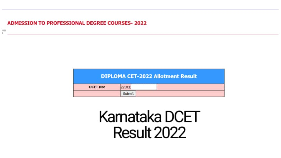 Karnataka DCET Allotment Result 2022 RELEASED at kea.kar.nic.in- Direct link to check here