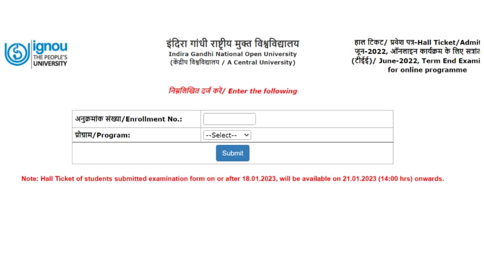 IGNOU June TEE Admit Card 2022 RELEASED at ignou.ac.in- Direct link here - Vimarsana News