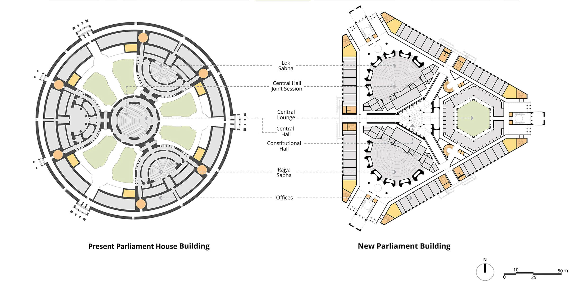 Layout of both Parliament buildings