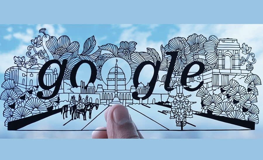 Google ने भारत के 74वें गणतंत्र दिवस को जटिल रूप से हाथ से काटे गए कागज़ से तैयार विशेष डूडल के साथ मनाया