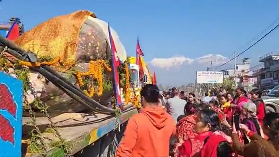 Watch: Devotees Touch, Offer Flowers to 350-Tonne Stones Enroute to Ayodhya From Nepal for Ram-Sita Idols