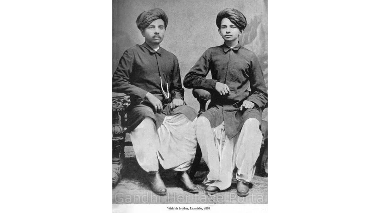 MK Gandhi is seen with his brother Laxmidas