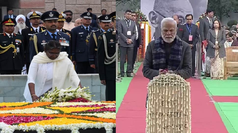 Mahatma Gandhi Death Anniversary 2023: President Droupadi Murmu, PM Narendra Modi Attend Prayer Meet, pay Floral Tribute