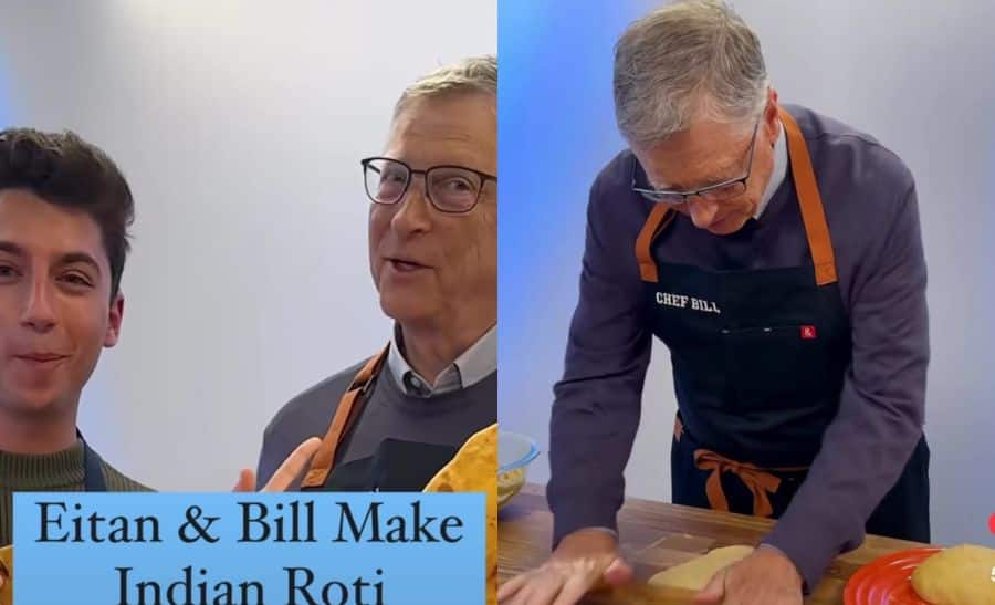 Bill Gates Gets a Taste of India: Microsoft Founder Tries his Hands at Making &#039;Roti&#039; with American Chef - WATCH