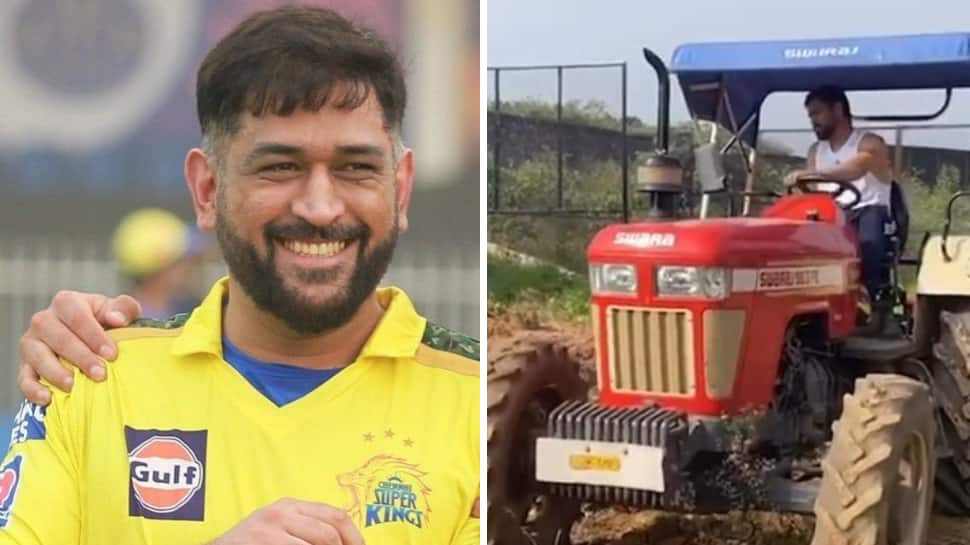 Watch: MS Dhoni Turns Farmer Again, Drives Tractor in his Field; Video Goes Viral