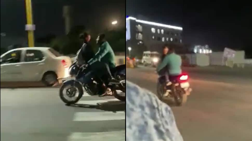 Video of Ajmer Couple Making Out in Moving Bike Goes Viral, Case Filed - Watch