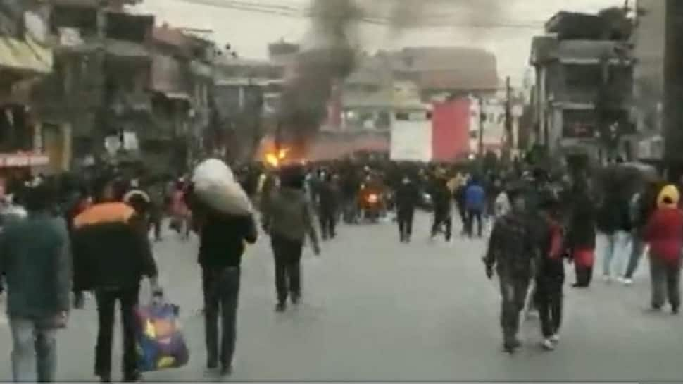 Agitating Transport Workers Set Police Vehicles on fire in Nepal - Watch