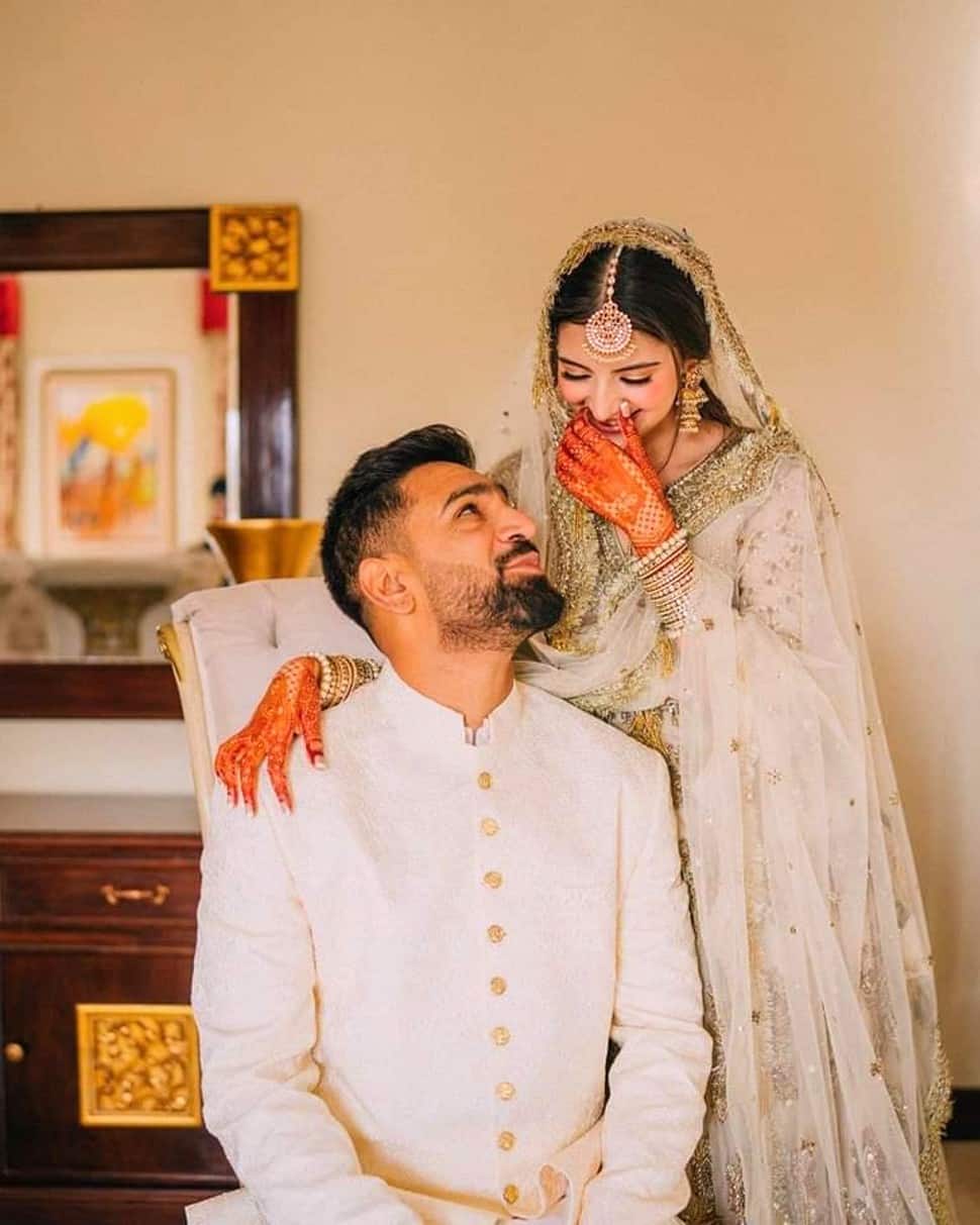 Pakistan pace bowler Haris Rauf got married to model Muzna Masood Malik in a private ceremony in Islamabad on December 25. (Source: Twitter)