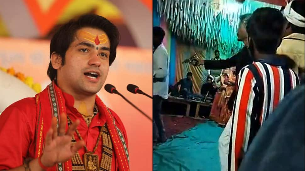 Viral Video: Bageshwar Dham &#039;Godman&#039; Dhirendra Shastri&#039;s Abusive Brother Crashes Wedding in MP&#039;s Chhatarpur With Pistol in Hand