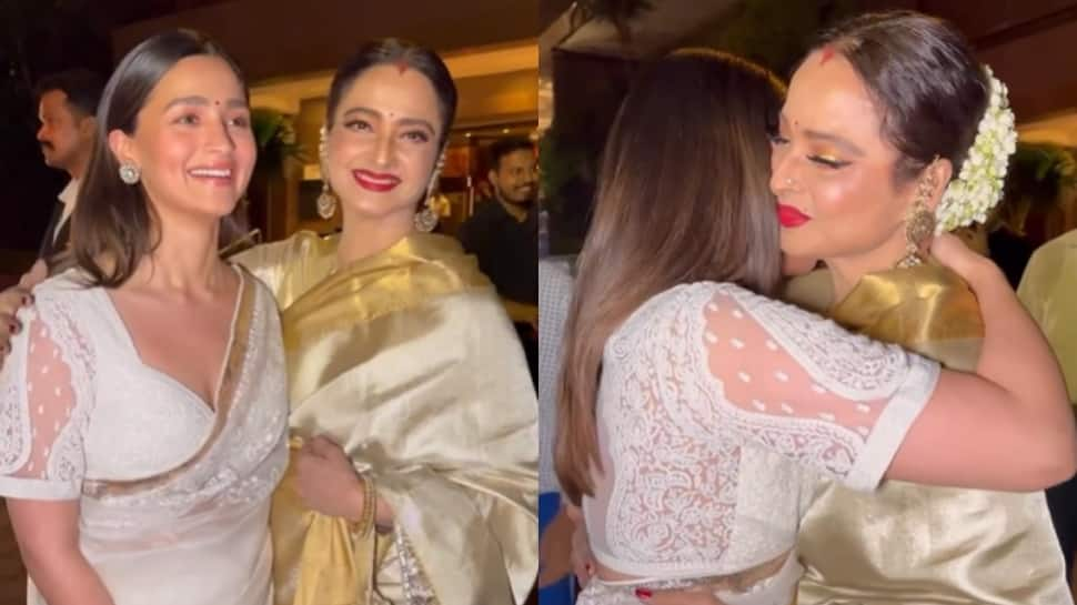 Bollywood Beauty in Generations: Alia Bhatt, Rekha Share Adorable Moment at Dadasaheb Phalke Awards Red Carpet- Watch