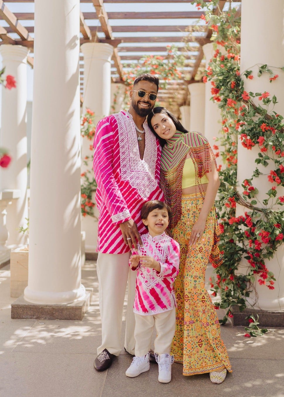 Hardik Pandya with wife Natasa Stankovic and son Agastya in Udaipur. Hardik Pandya's son is two years old now. (Source: Twitter)