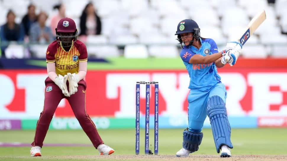 Harmanpreet Kaur smashed a 51-ball 103 not out consisting of seven fours and eight sixes, guiding India to 194/5 in their 20 overs. India won the match by 34 runs as they reduced NZ to 160/9 in their 20 overs. (Source: Twitter)