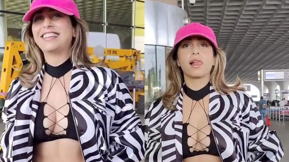 Neha Bhasin Wears Sexy Criss-Cross Bralette With Zebra Print Jacket To Airport - Watch Video