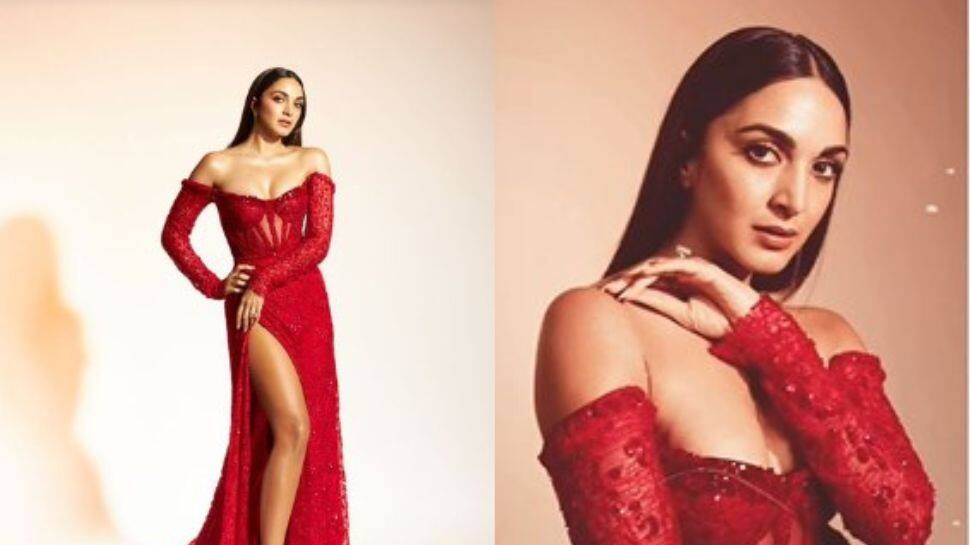 Kiara Advani's Red Thigh-High Slit Gown