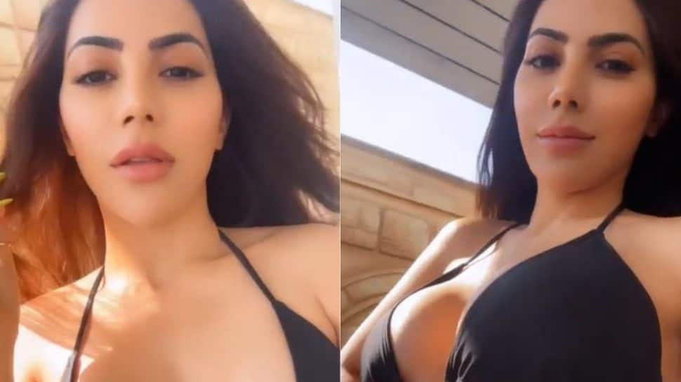 Nikki Tamboli Sets Temperatures Soaring In Black Bralette, Flaunts Sexy Curves In New Video- Watch  