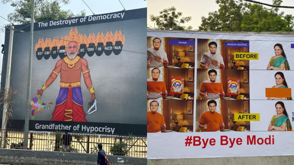 Amid K Kavitha’s ED Interrogation, Posters Calling PM Modi ‘Destroyer Of Democracy’ Come Up In Hyderabad