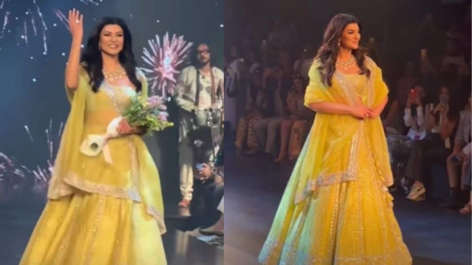 Sushmita Sen Stuns In Yellow Lehenga, Walks Ramp For The First After Suffering Heart Attack- Watch Viral Video 