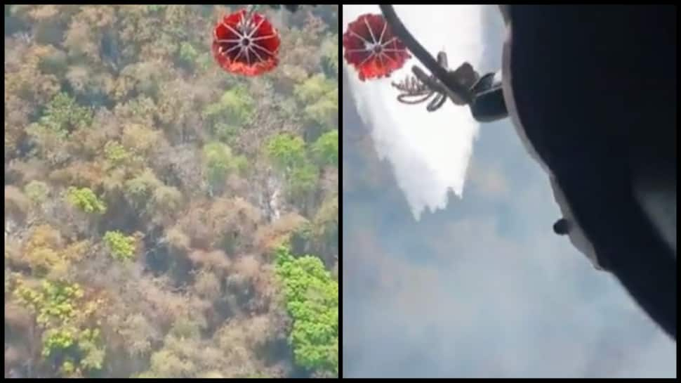 Watch: Indian Air Force Mi-17 Helicopter Dispenses 25,000 Litre Water To Douse Goa Forest Fire