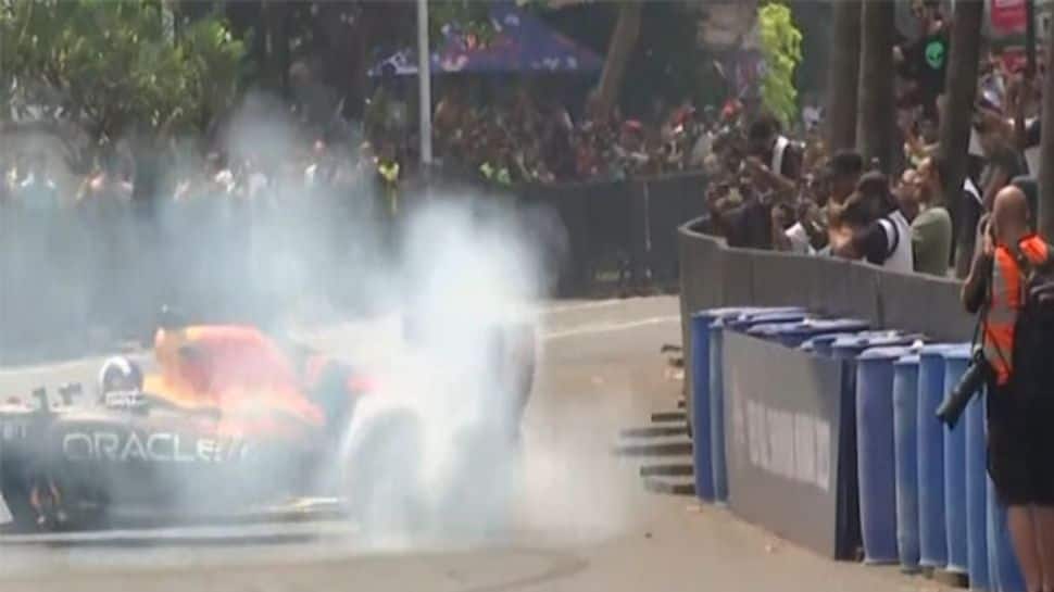 Oracle Red Bull Formula 1 Car On Show Run In Mumbai Catches Fire