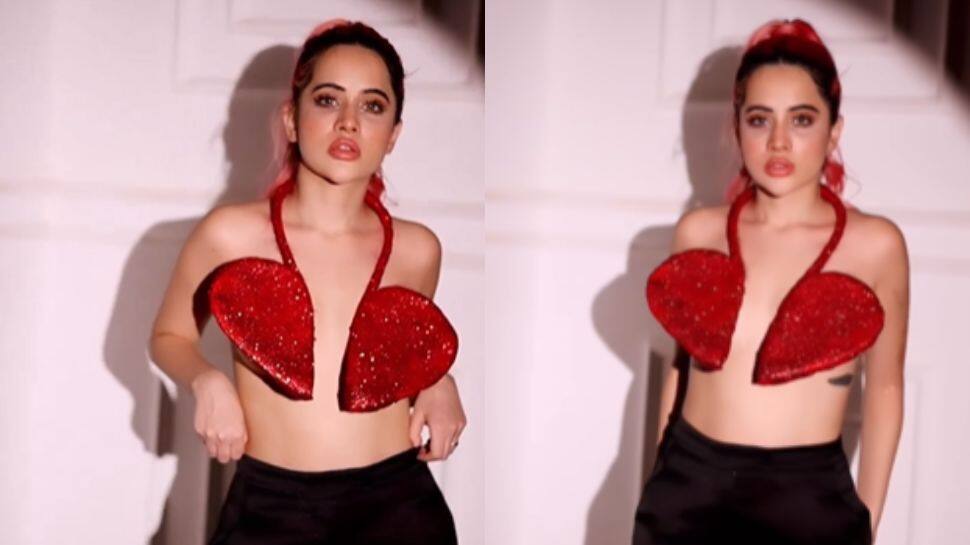 Urfi Javed Goes Topless Again, Poses In Broken Heart-Shaped Cutouts, Fans Say ‘Dil Tut Gaya’- Watch  