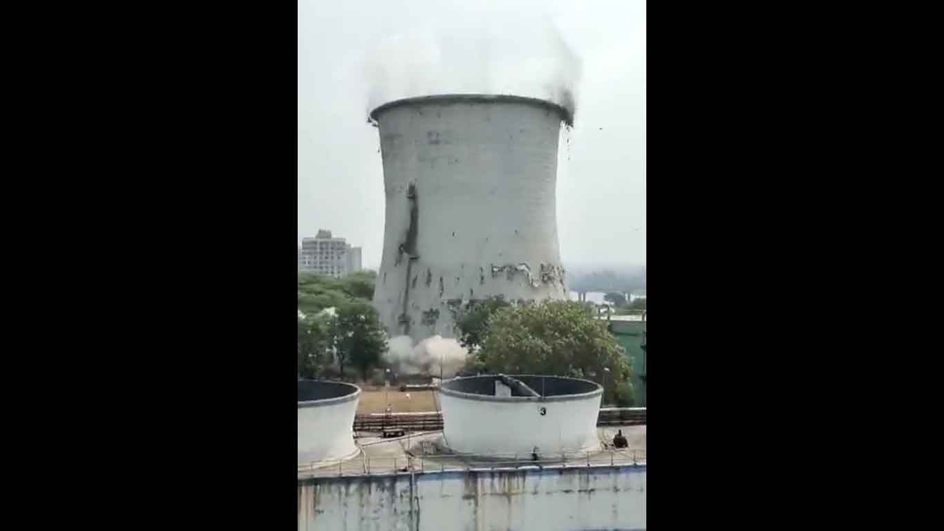 WATCH: 85-Metre-Tall Cooling Tower Demolished Within Seconds By Controlled Explosion In Gujarat&#039;s Surat