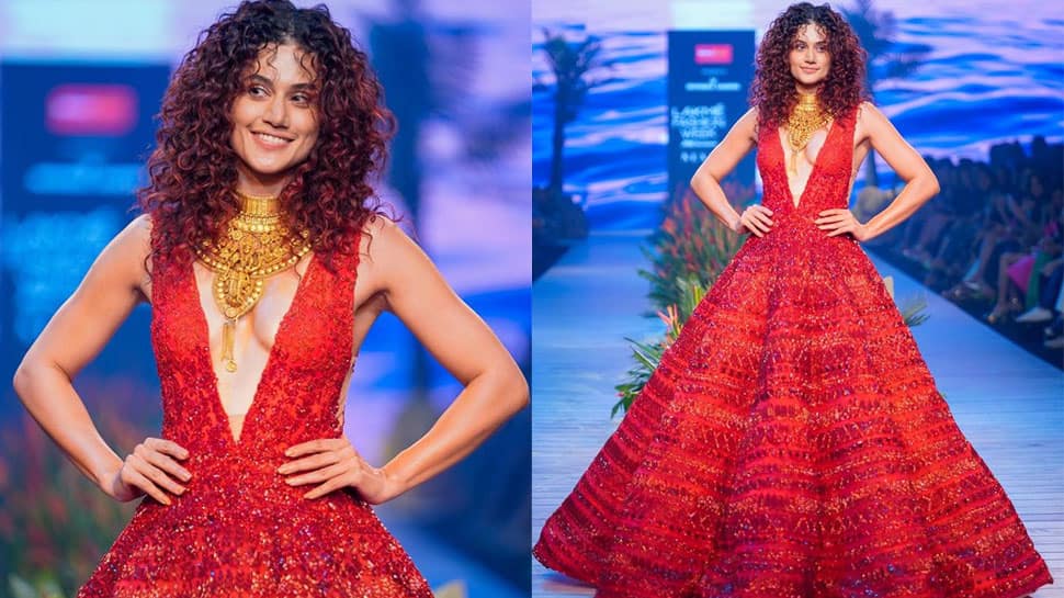 Taapsee Pannu Brutally Bashed For Wearing Goddess Lakshmi Necklace With A Bold Red Revealing Dress