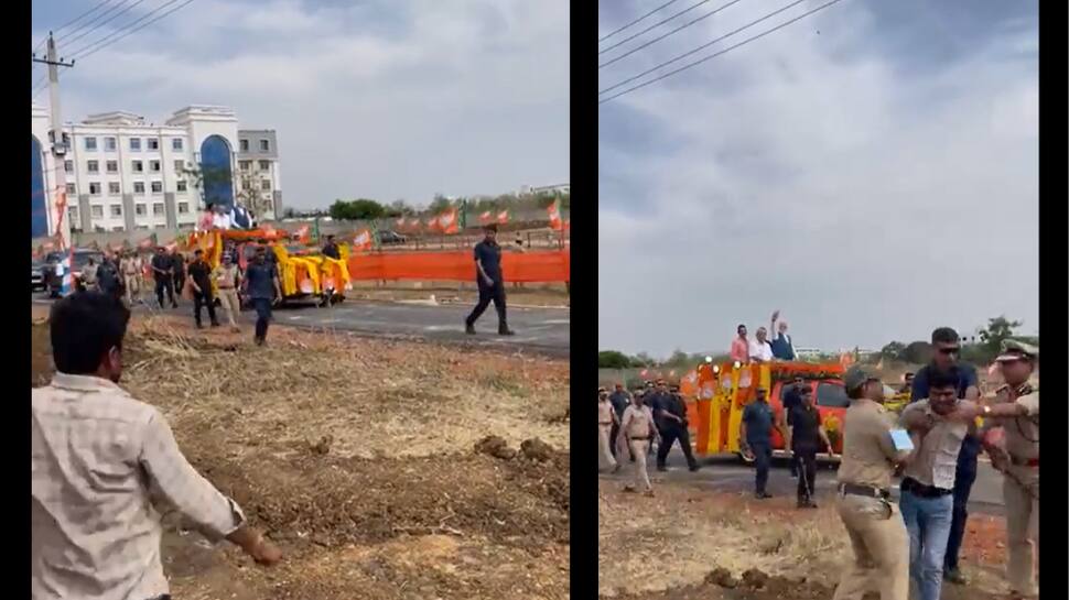 Security Breach In PM Narendra Modi&#039;s Karnataka Rally, Man Running Towards Convoy Detained - Watch